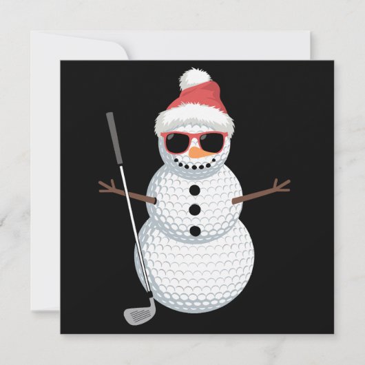 Santa Snowman Golf Ball Weihnachts Golfer Geschenk Einladung (Vorderseite)