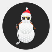 Santa Snowman Golf Ball Weihnachts Golfer Geschenk Runder Aufkleber (Vorderseite)