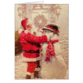 Santa & Snowman Grußkarte (Vorne)
