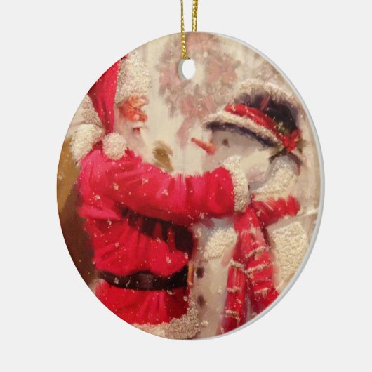 Santa & Snowman Ornament Round (Links)
