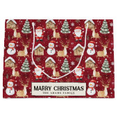 Santa Snowman Pine Tree red Custom Frohe Weihnacht Große Geschenktüte (Vorderseite)