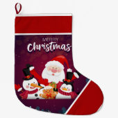 Santa ,Snowman Pinguin große Weihnachtsfeier Strum Großer Weihnachtsstrumpf (Vorderseite)