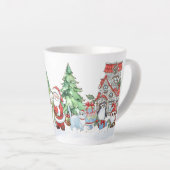 Santa Snowman Reindeer Christmas Latte Tasse (Rechte Ecke)