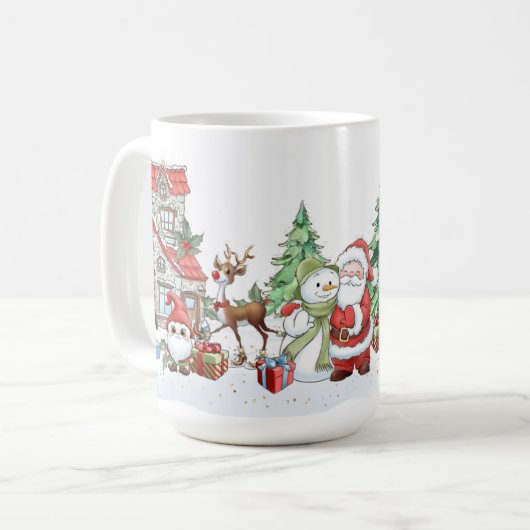 Santa Snowman Reindeer Weihnachten Kaffeetasse (Vorderseite Links)