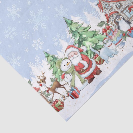 Santa Snowman Reindeer Weihnachten Seidenpapier (Detail)