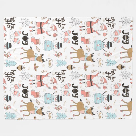 Santa, Snowman, Rentiermuster ID559 Fleecedecke (Vorderseite (Horizontal))