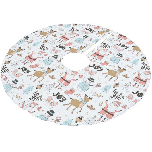 Santa, Snowman, Rentiermuster ID559 Polyester Weihnachtsbaumdecke (Schrägansicht)