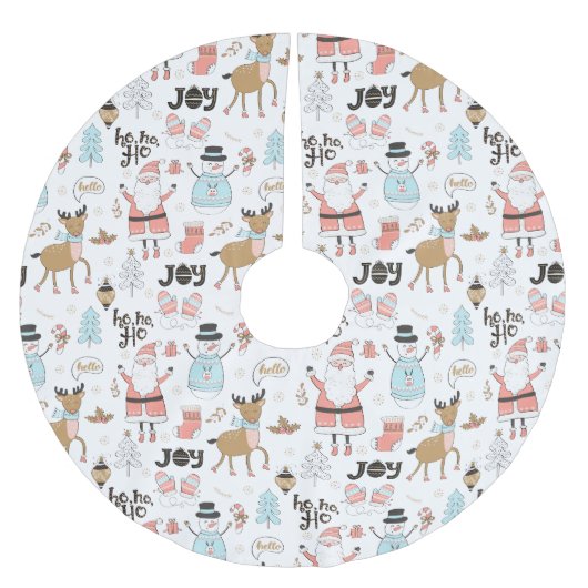 Santa, Snowman, Rentiermuster ID559 Polyester Weihnachtsbaumdecke (Vorderseite)