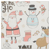 Santa, Snowman, Rentiermuster ID559 Stoff (Nahaufnahme)