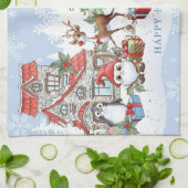 Santa Snowman Rudolph Penguin Weihnachten Geschirrtuch (Gefaltet)