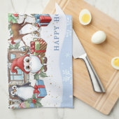 Santa Snowman Rudolph Penguin Weihnachten Geschirrtuch (Viertel Falte)