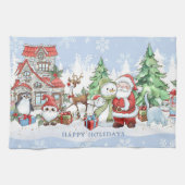 Santa Snowman Rudolph Penguin Weihnachten Geschirrtuch (Horizontal)