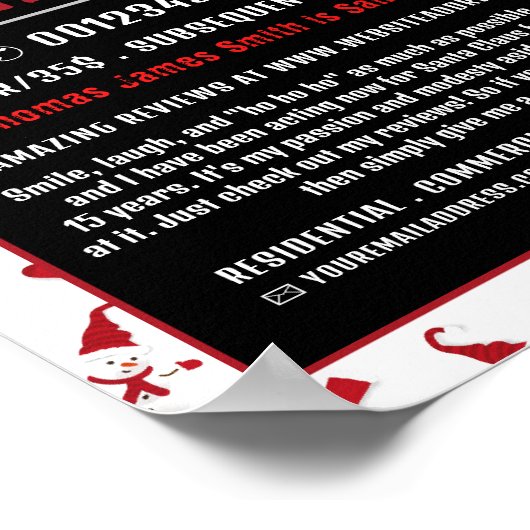 Santa & Snowman, Santa Claus Entertainer Advert Poster (Ecke)