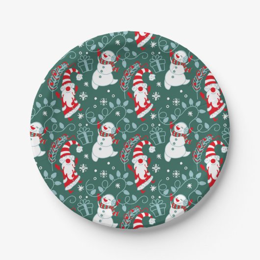 Santa Snowman Weihnachten Pappteller (Vorderseite)
