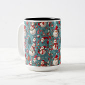 Santa Snowman Weihnachten Zweifarbige Tasse (Vorderseite Links)