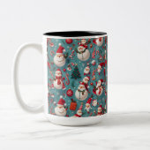 Santa Snowman Weihnachten Zweifarbige Tasse (Links)