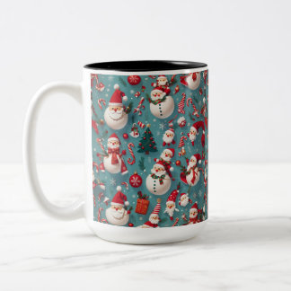 Santa Snowman Weihnachten Zweifarbige Tasse