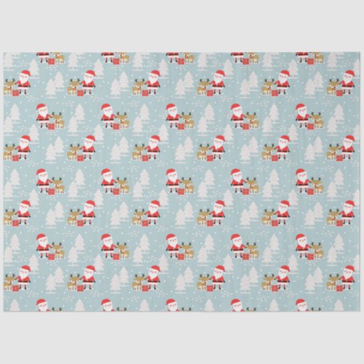 Santa, Snowmen, Rudolph und Presentext Seidenpapier (Vorderseite)