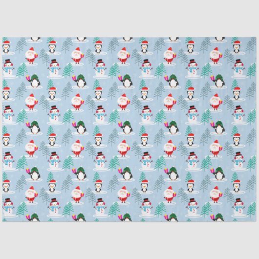 Santa, Snowmen und Geschenke Seidenpapier (Vorderseite)