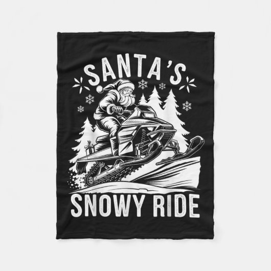 Santa Snowmobile Riding Snowmobiling Christmas Fleecedecke (Vorderseite)