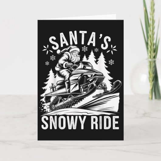 Santa Snowmobile Riding Snowmobiling Christmas Karte (Vorderseite)