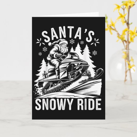 Santa Snowmobile Riding Snowmobiling Christmas Karte (Gelbe Blume)