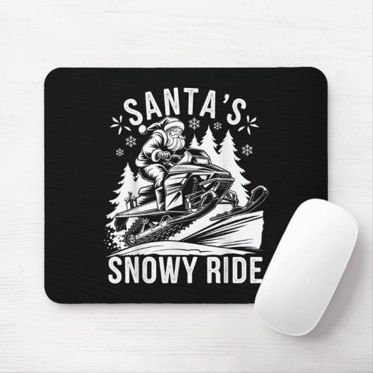Santa Snowmobile Riding Snowmobiling Christmas  Mousepad (Mit Mouse)