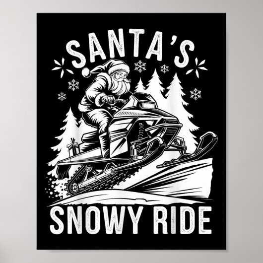 Santa Snowmobile Riding Snowmobiling Christmas  Poster (Vorne)