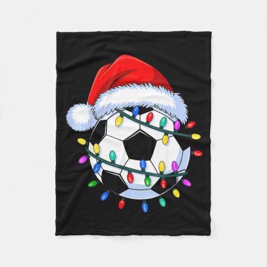 Santa Soccer Ball Christmas Soccer Fleecedecke (Vorderseite)