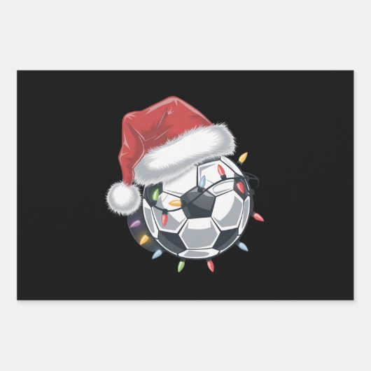 Santa Soccer Ball Sport Weihnachtsspielerin Geschenkpapier Set (Vorderseite)