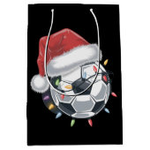 Santa Soccer Ball Sport Weihnachtsspielerin Mittlere Geschenktüte (Vorderseite)