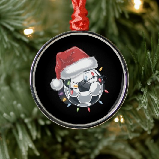 Santa Soccer Ball Sport Weihnachtsspielerin Ornament Aus Metall (Baum)