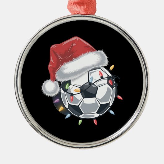Santa Soccer Ball Sport Weihnachtsspielerin Ornament Aus Metall (Vorne)