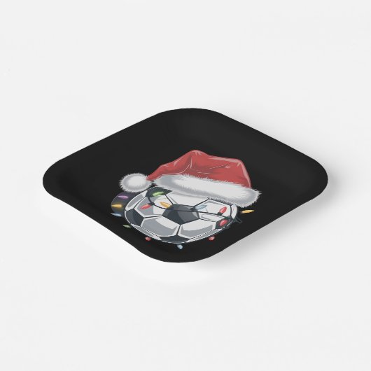 Santa Soccer Ball Sport Weihnachtsspielerin Pappteller (Gewinkelt)