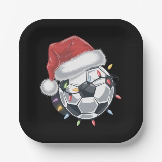 Santa Soccer Ball Sport Weihnachtsspielerin Pappteller (Vorderseite)