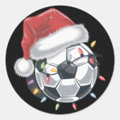 Santa Soccer Ball Sport Weihnachtsspielerin Runder Aufkleber (Vorderseite)