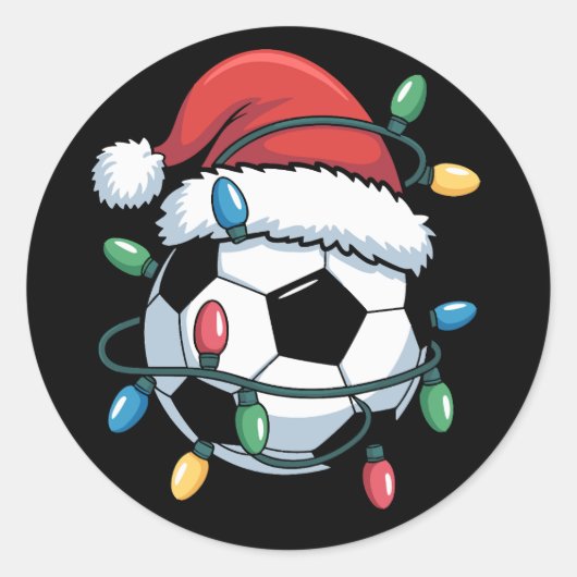 Santa Soccer Ball Sports Christmas Soccer Player Runder Aufkleber (Vorderseite)