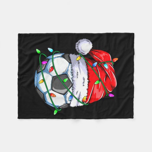 Santa Soccer Ball Srts Design- Christmas Soccer Pl Fleecedecke (Vorderseite (Horizontal))