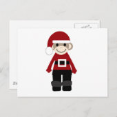Santa Sock Monkey Feiertagspostkarte (Vorne/Hinten)