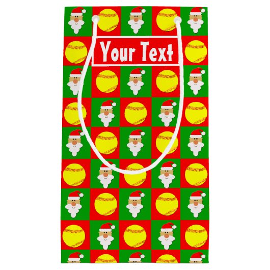 Santa Softball Player Individuelle Name / Text Wei Kleine Geschenktüte (Vorderseite)