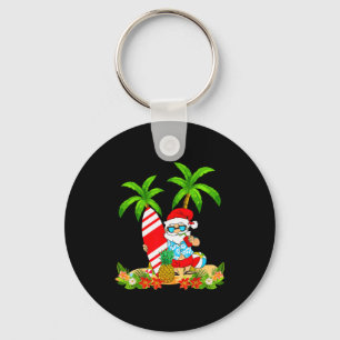 Santa Sommer-Surf-Weihnachten im Juli Strandurlaub Schlüsselanhänger