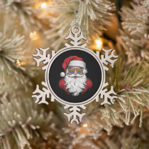Santa-Sonnenbrille-Stolz-Weihnachten-Pyjama-X-mas- Schneeflocken Zinn-Ornament
