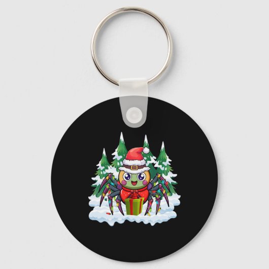 Santa Spider mit einer Geschenkbox Weihnachten Schlüsselanhänger (Vorderseite)