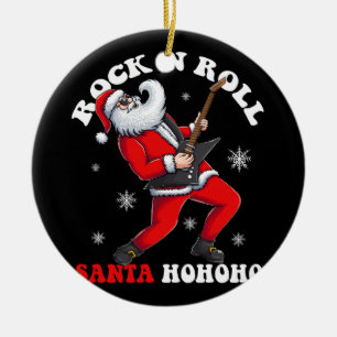 Santa spielen Gitarre Rock and Rol Keramik Ornament