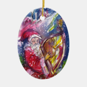 SANTA SPIELEN HARP IN MOONLIGHT Red Ruby Weihnacht Keramik Ornament