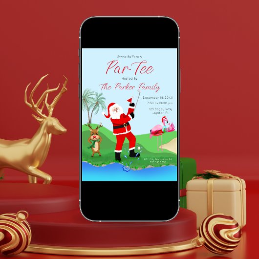 Santa Spielen mit Martini-Party Einladung