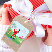 Santa Spielen mit Martini-Party Quadratischer Aufkleber