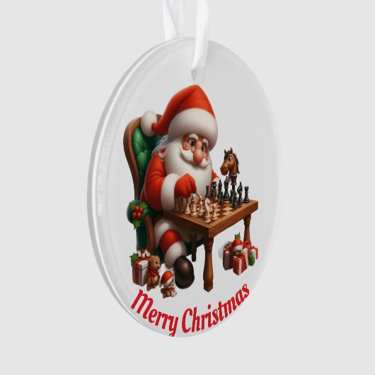Santa spielende Schach einzigartig Ornament (Vorderseite)