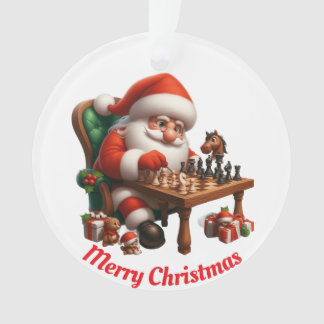 Santa spielende Schach einzigartig Ornament