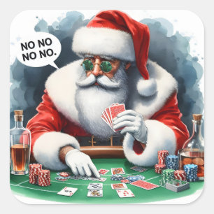 Santa Spielkarte am Casino Quadratischer Aufkleber